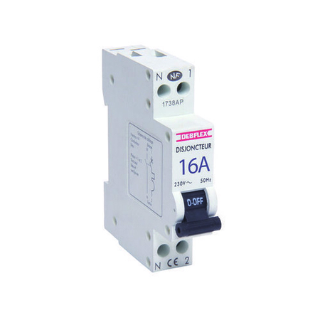 Disjoncteur électrique modulaire phase + neutre 220V 16A - Gedimat.fr
