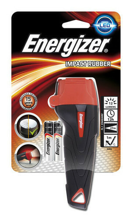 TORCHE CAOUTCHOUC LED IMPACT RUBBER +2AAA ENERGIZER - Gedimat.fr