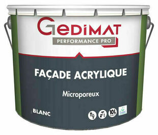 Peinture façade acrylique blanc- pot de 10L GEDIMAT PERFORMANCE PRO - Gedimat.fr