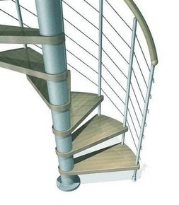 Escalier hélicoïdal KLOE acier/bois diam.1,40m haut.2,53/3,06m finition gris/bois clair - Gedimat.fr