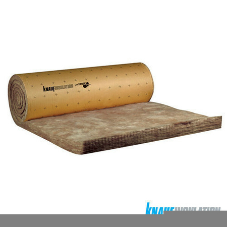 Laine de verre en panneau roulé ACOUSTILAINE 035 revêtue kraft long.5,00m larg.1,20m ép.120mm - Gedimat.fr