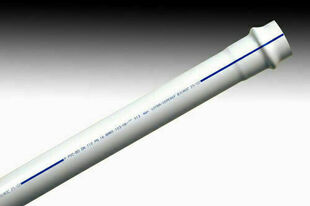 Tube PVC adduction Bi-oroc blanc bande bleue PN16 - D140mm 6m - Gedimat.fr