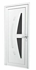 Porte d'entre PVC blanc ARGOS vitre avec dcor relief droit poussant - 200x90cm dormant 60mm - Gedimat.fr