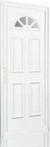 Porte d'entre PVC GALLUS blanc vitrage demi-lune dormant 60 mm - 215 x 90 cm - gauche poussant - Gedimat.fr