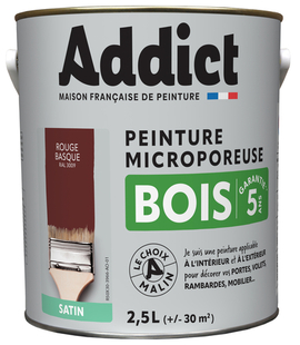 Peinture bois microporeuse intrieur-extrieur 2,5L rouge basque - Gedimat.fr