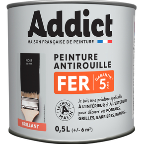 Peinture fer antirouille intrieur-extrieur 0,5L noir profond - Gedimat.fr