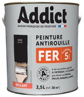 Peinture fer antirouille intrieur-extrieur 2,5L noir profond - Gedimat.fr