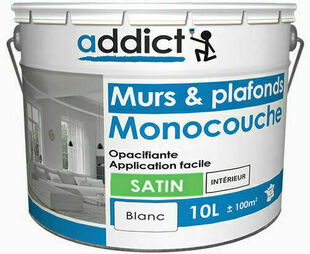 Peinture monocouche murs et plafonds ADDICT satin - pot de 10l - Gedimat.fr