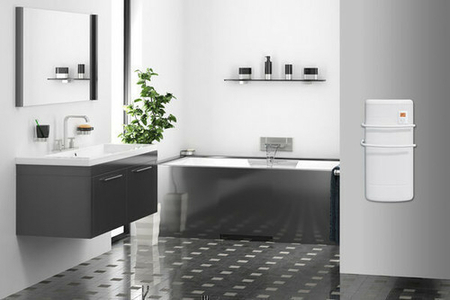 Radiateur sèche serviettes à soufflerie RHEA 1300W long.37cm haut.72cm prof.16,6cm blanc - Gedimat.fr