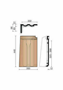 Tuile  rabat gauche TRADI 12 brun fonc - BT12 7080 - Gedimat.fr