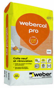 Mortier-colle pour rnovation de carrelage WEBERCOL PRO blanc - sac de 25kg - Gedimat.fr