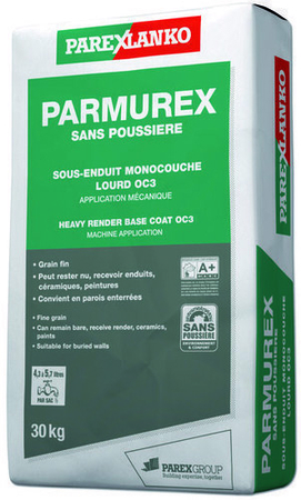 Sous-enduit monocouche lourd PARMUREX SANS POUSSIERE sac de 30kg - Gedimat.fr
