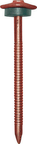 Pointe annele en acier galvanis  chaud tte cloche diam.3,7mm long.75mm laqu rouge tuile RAL 8012 - Gedimat.fr