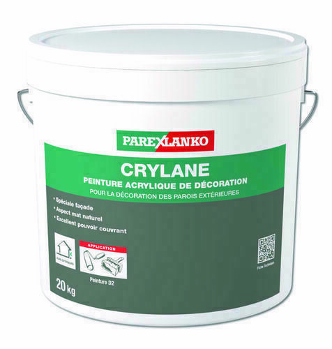 Peinture organique - acrylique mate CRYLANE Parex - G20 Blanc cassé - Seau  de 20 KG