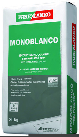 Enduit monocouche semi-allégé spécial blanc MONOBLANCO sac de 30kg - Gedimat.fr