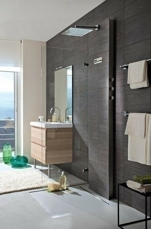Bati douche à carreler pomme haute inox de 300x300mm - Gedimat.fr