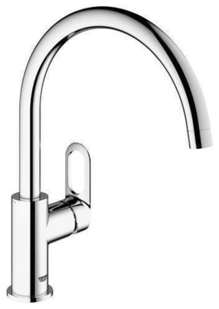 Mitigeur évier col de cygne BAULOOP GROHE laiton chromé - Gedimat.fr