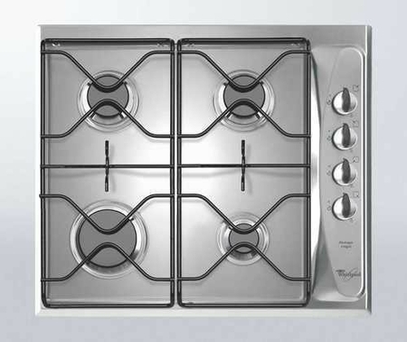 Plaque de cuisson 4 feux gaz (1000W, 2 x 1650W, 3000W) WHIRLPOOL 60cm coloris inox - Gedimat.fr