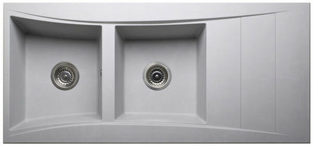 Evier à encastrer WAVE quartzolit 2 cuves + 1 égouttoir long.116cm larg.53cm granité béton - Gedimat.fr