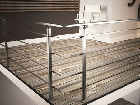 Kit SQUARE PRIMO rampe et garde-corps aluminium anodisé inox long.1,20 m - Gedimat.fr