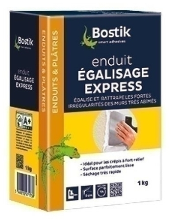 Enduit d'égalisage express en poudre BOSTIK boîte de 1kg - Gedimat.fr