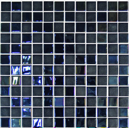 Emaux de verre de 2,5x2,5cm pour mur et piscine STONE GLASS sur trame de 31,1x31,1cm coloris opalo negro - Gedimat.fr