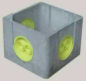 Boîte béton à opercules plastique EPERS pour réseaux secs ou eaux pluviales  - dimensions intérieure 30x30cm & extérieures 35x35cm - hauteur 25cm -  poids 20kg - SEBICO