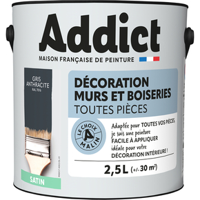 Peinture acrylique satine ADDICT manganse - pot de 2,5l - Gedimat.fr