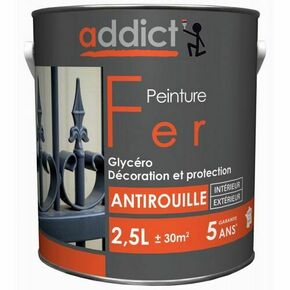Peinture fer antirouille ADDICT glycro gris anthracite - pot de 2,5l - Gedimat.fr