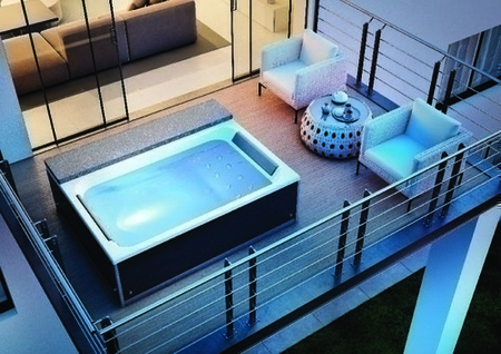 Spa 2 places MAGIC long.200cm larg.1,60m haut.63,5cm tablier noir - Gedimat.fr