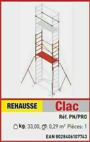 Réhausse CLIC CLAC h.travail 4,36 à 6,46m - Gedimat.fr