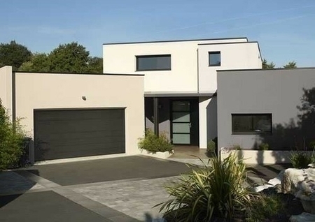 Porte de garage sectionnelle Iso45 Nervures Satin Dark G haut.2,125m larg.2,375m - Gedimat.fr