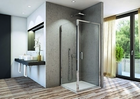 Porte pivotante LINEA haut.190cm long.80cm poli brillant verre transparent - Gedimat.fr