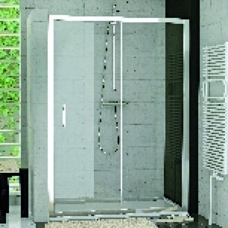 Porte coulissante 2 volets LINEA haut.190cm long.120cm profilés poli brillant verre transparent - Gedimat.fr