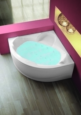 Baignoire balnéo eau/air d'angle sans tablier long.140cm larg.140cm DOLCE blanc - Gedimat.fr