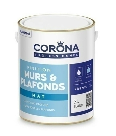 Peinture murs et plafonds mat intérieur blanc 3L - Gedimat.fr