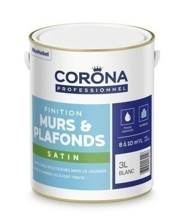 Peinture murs et plafonds satin blanc 3L - Gedimat.fr