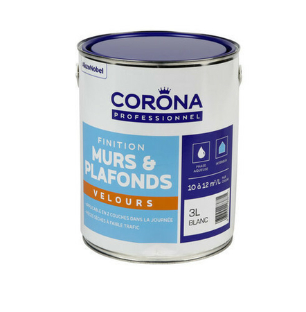 Peinture murs et plafonds finition velours 3L Blanc - Gedimat.fr