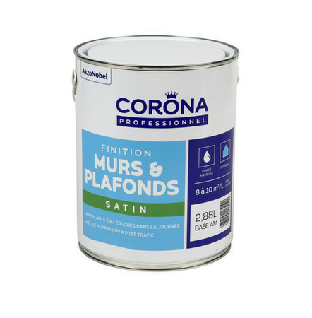 Peinture de finition satin en phase aqueuse pour les pièces humides à fort trafic. Applicable en 2 couches dans la journée - Gedimat.fr
