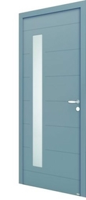 Porte d'entre alu ALBE gris textur dormant 57 mm - 215 x 90 cm - gauche poussant - Gedimat.fr