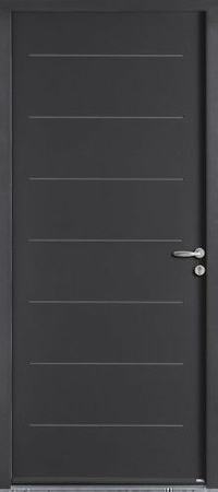 Porte d'entrée EQUATION en acier droite poussant haut.,15m larg.90cm laqué gris - Gedimat.fr