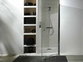 Porte de douche pivotante ALLURE verre 6 mm transparent avec profilés chromés - 200x90cm - Gedimat.fr