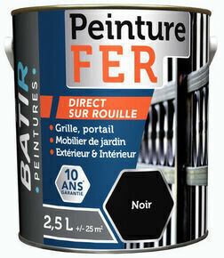 Peinture fer martele 2,5 l noir m18 - Gedimat.fr