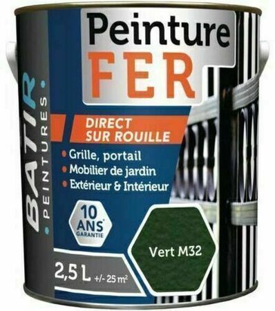 Peinture fer martele 2,5l bat.vert n32 - Gedimat.fr