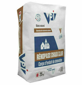 Corps d'enduit de rnovation RENOPASS CHAUX CLAIR blanc - sac de 25kg - Gedimat.fr