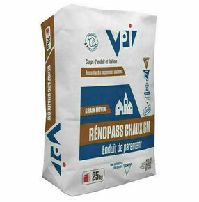 Enduit de parement RENOPASS CHAUX GM grain moyen - sac de 25kg - Gedimat.fr