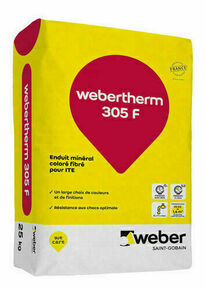 Enduit minral projet WEBERTHERM 305 F 305 jaune orpiment - sac de 25kg - Gedimat.fr