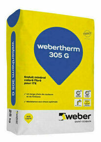 Enduit minral projet WEBERTHERM 305 G 324 blanc craie - sac de 25kg - Gedimat.fr
