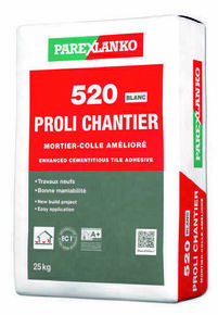 Mortier-colle 520 PROLICHANTIER blanc - sac de 25kg - Gedimat.fr