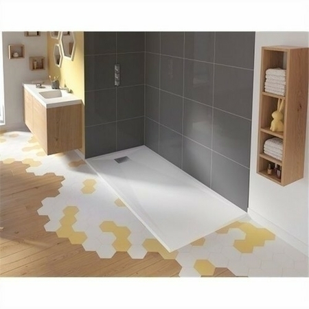 Receveur carré à poser ou à encastrer KINESURF en biocryl thermoformé Long.120cm Haut.4cm larg.80cm coloris Blanc - Gedimat.fr
